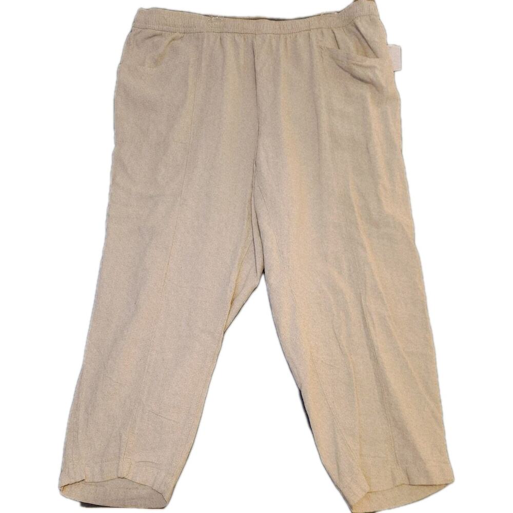 Old Navy High-Rise Slouchy Crinkle Gauze Linen Blend Ankle Crop Pants Sz 3X NWT‎